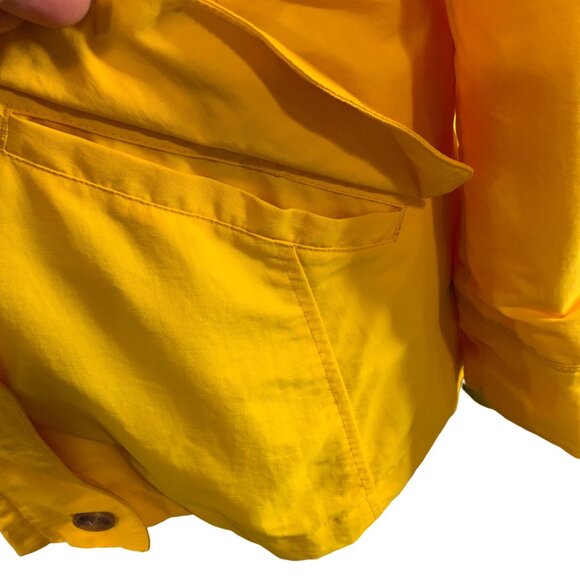 Lands End Women's small yellow hooded rain coat/Storm Jacket zipper & button fro - Picture 9 of 13